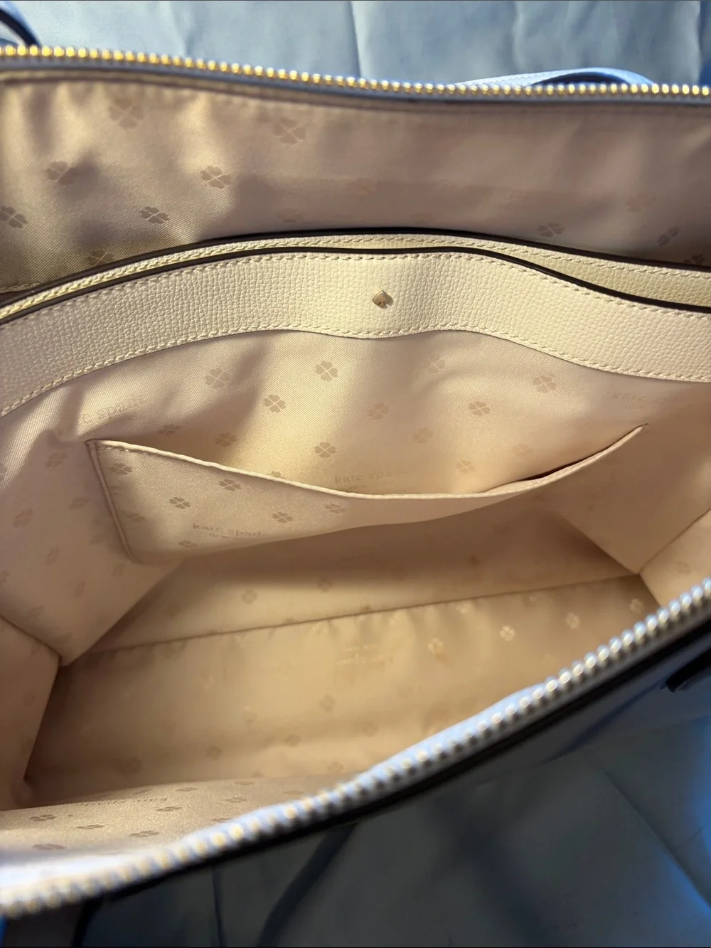 Kate Spade Cream Leather 13” Laptop Work Tote with dust bag